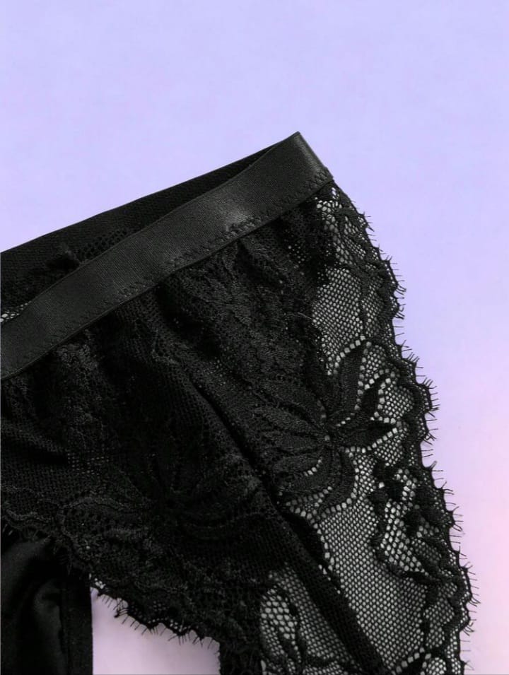 Men's Contrast Lace Leg Garter Sexy Briefs